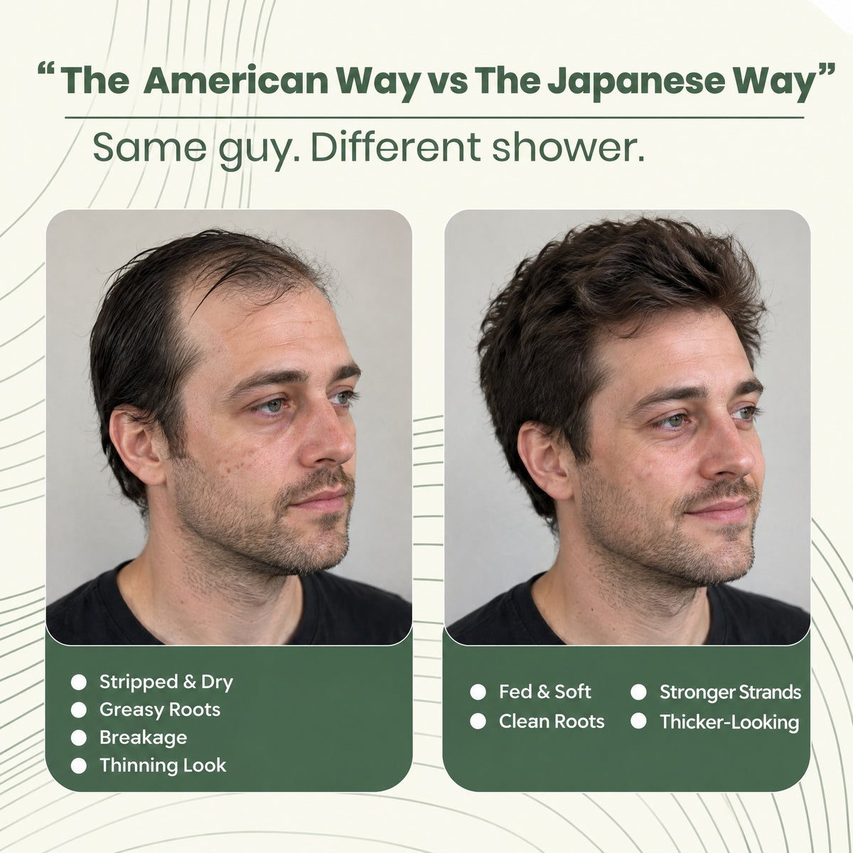 Kamiyo Batana Oil Shower Set, the American way vs the Japanese way